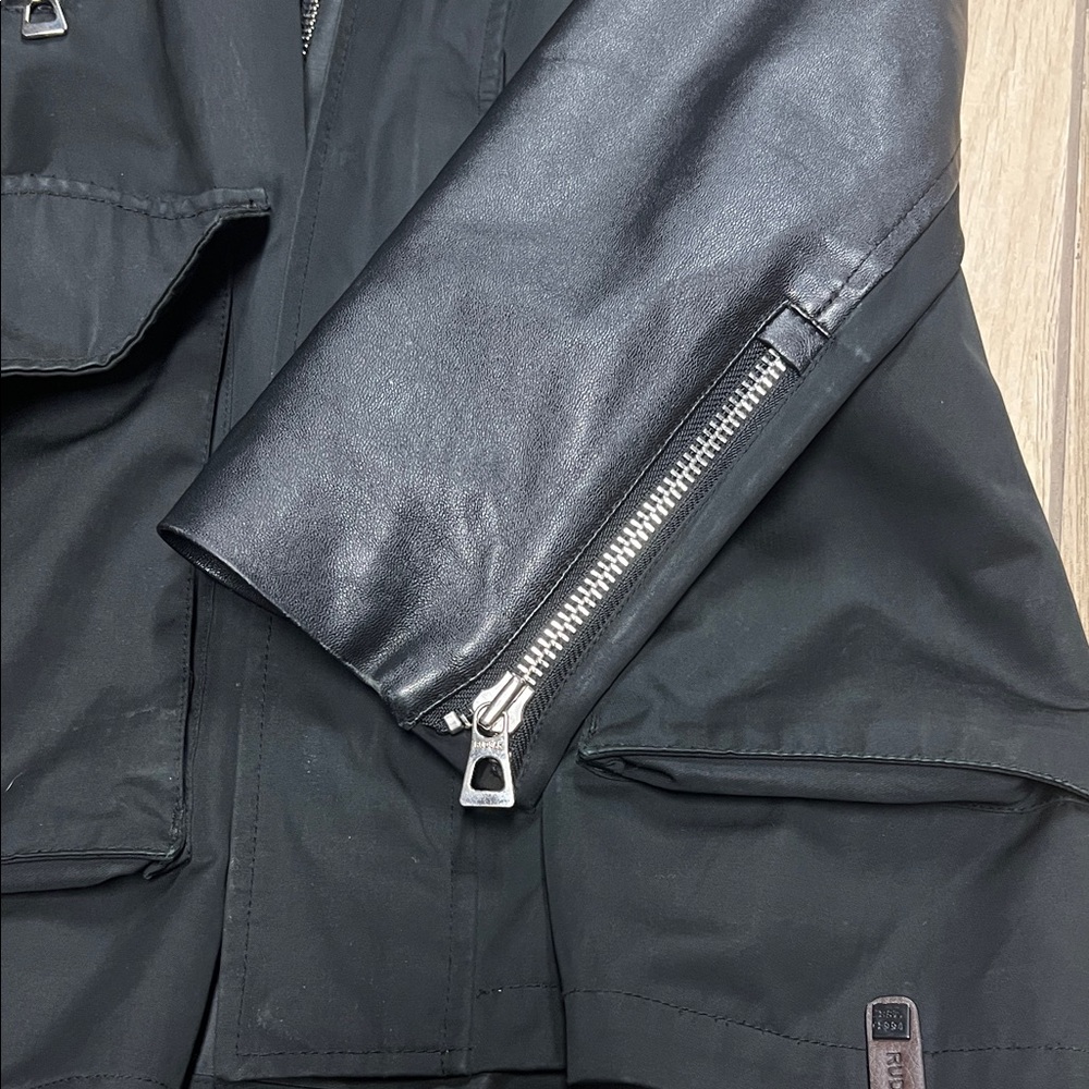 RUDSAK Black Military Jacket with Leather Details - Picture 3 of 10
